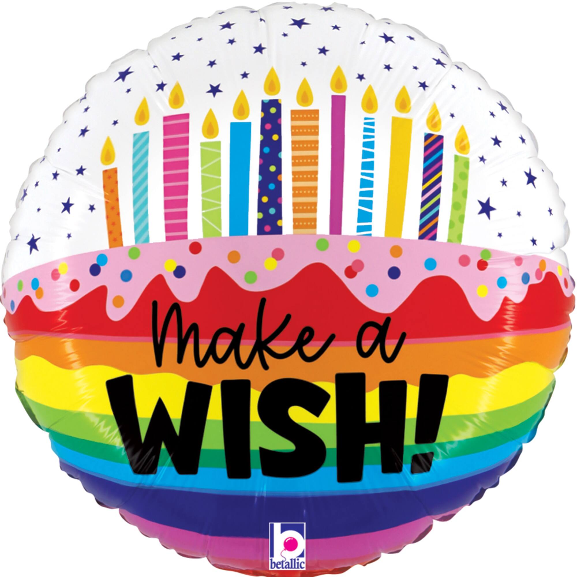9" Rainbow Wish Birthday Stick Balloon